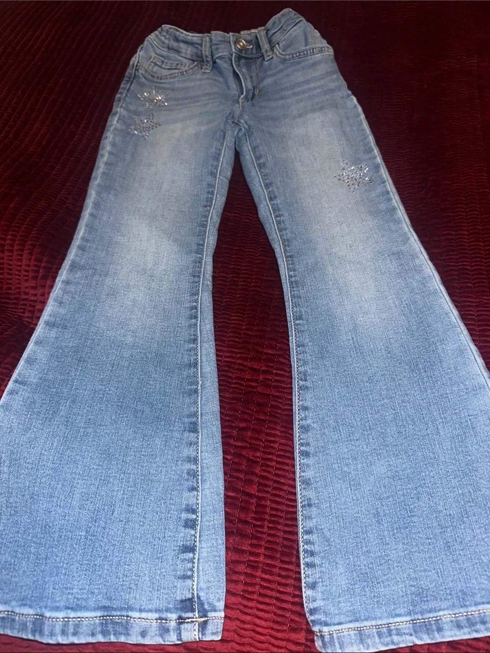 The Children's Place Light Blue Denim Jeans with Star Studs